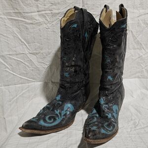 Black and Blue Western Boots